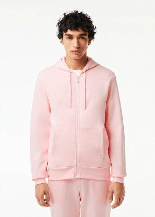 Sweat zippé à capuche rose