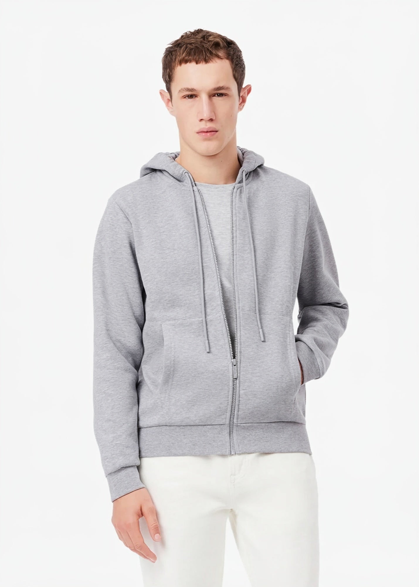 Sweat zippé à capuche gris