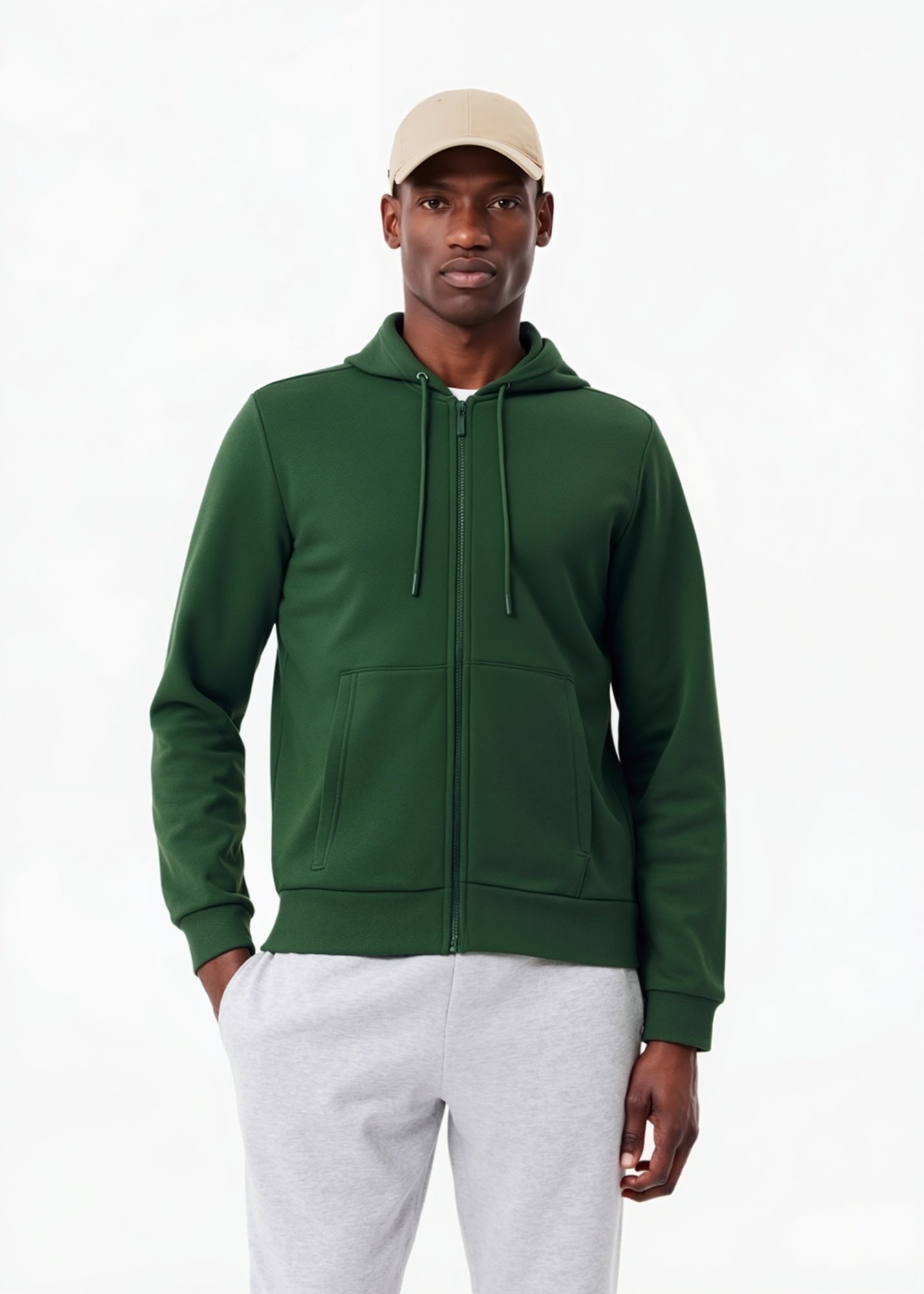 Sweat zippé à capuche vert