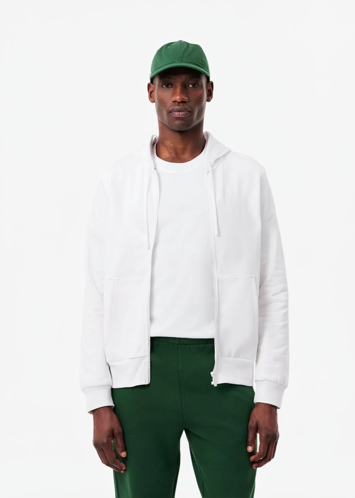 Sweat zippé à capuche blanc
