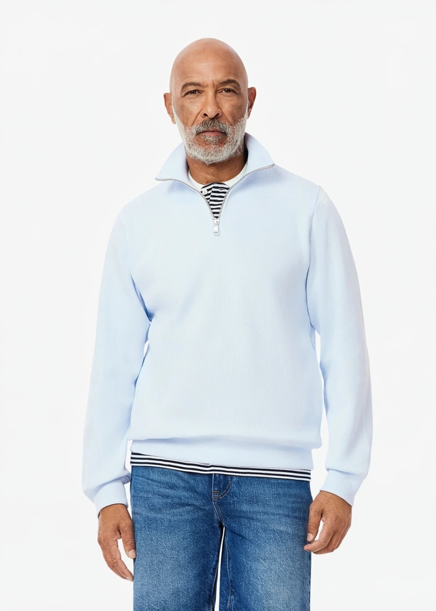 Pull camionneur bleu