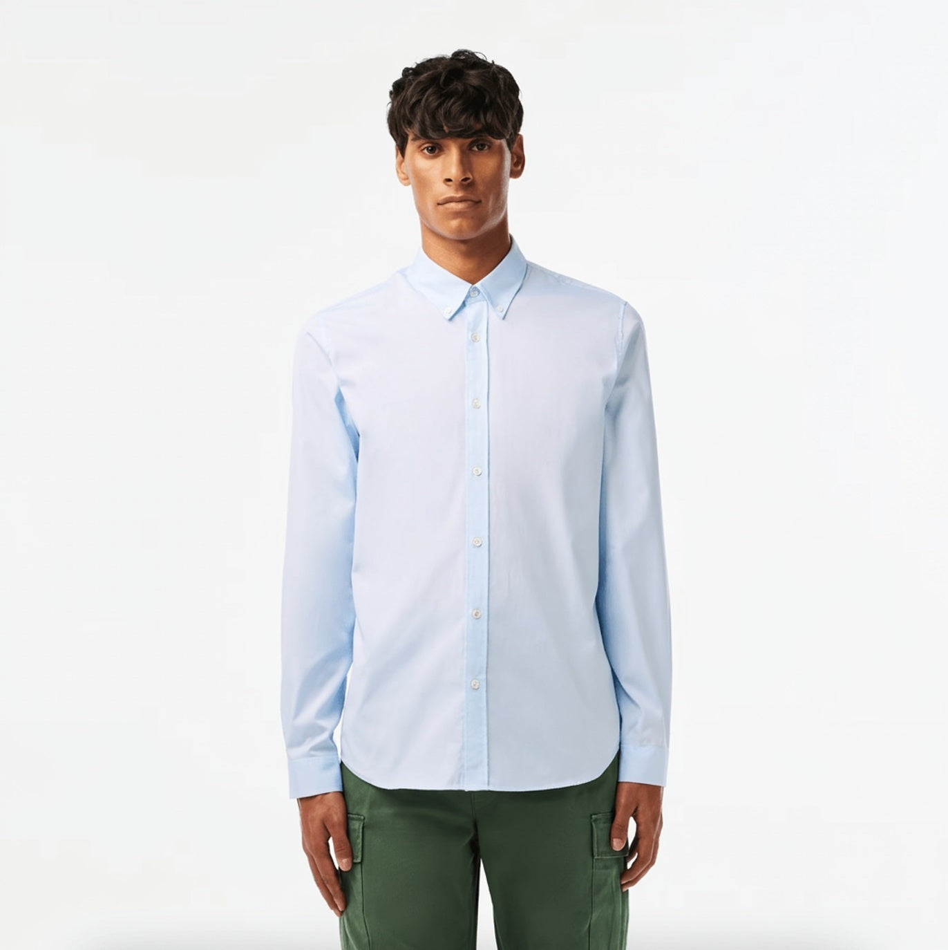 Chemise unie ajustée bleu clair