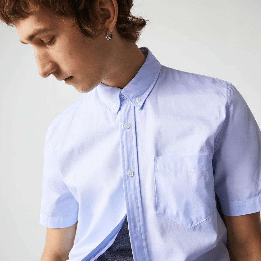 Chemise manches courtes bleue