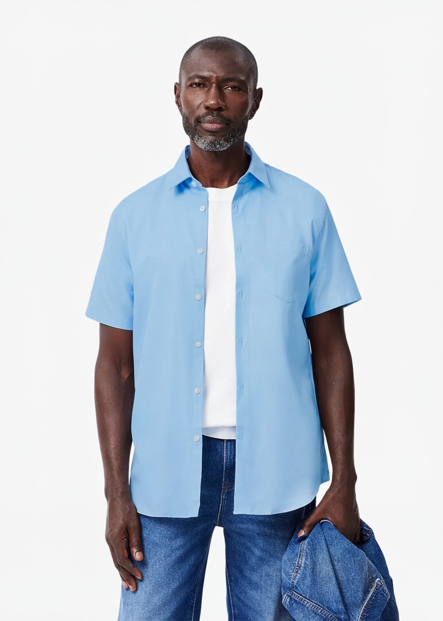 Chemise manches courtes bleue ciel