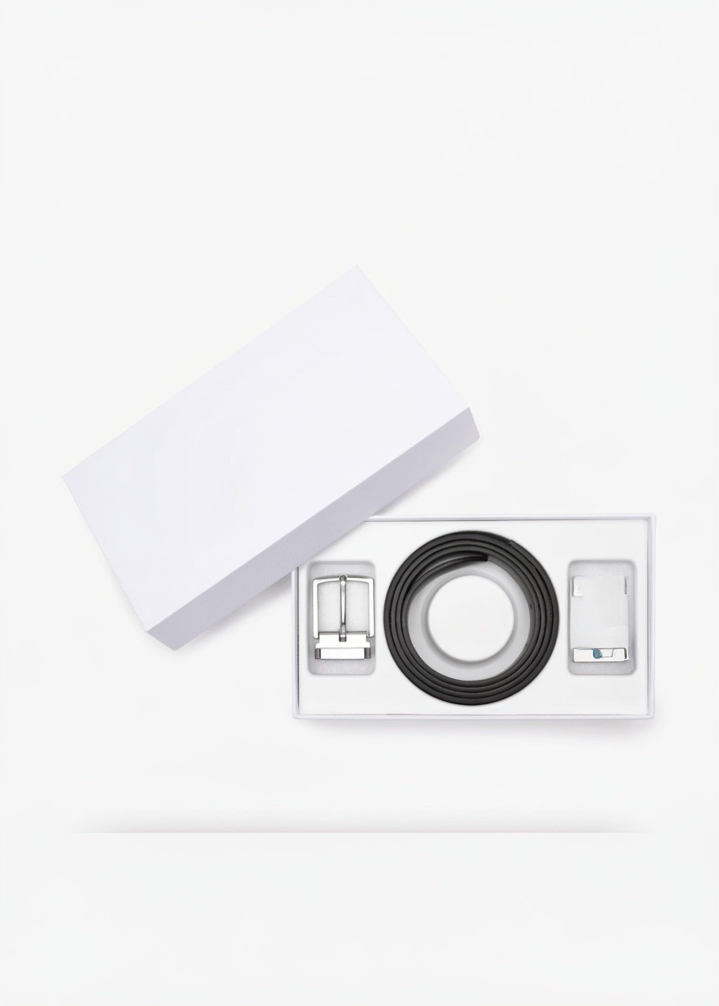 Coffret ceinture interchangeable noir en cuir