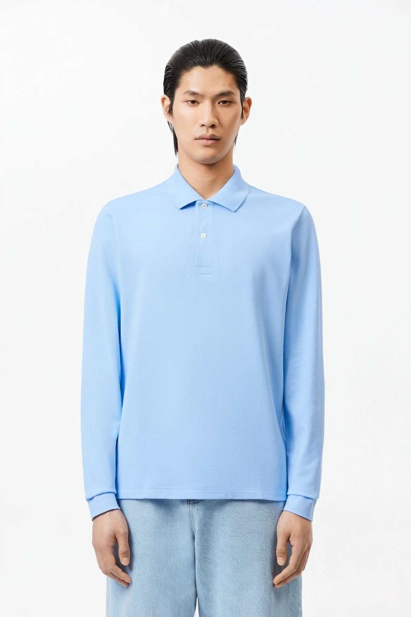 Polo manches longues bleu